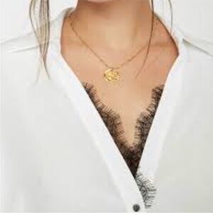 BROCHU WALKER SILK Layla White Blouse  Black Lace Detail M